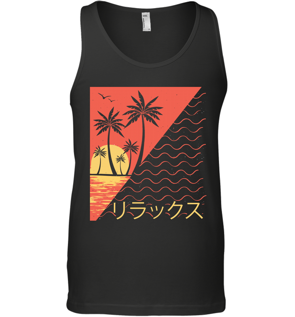 Japan Poster Like Sunset Wave Cool Vibe Shirt Tank Top Tank Top Black