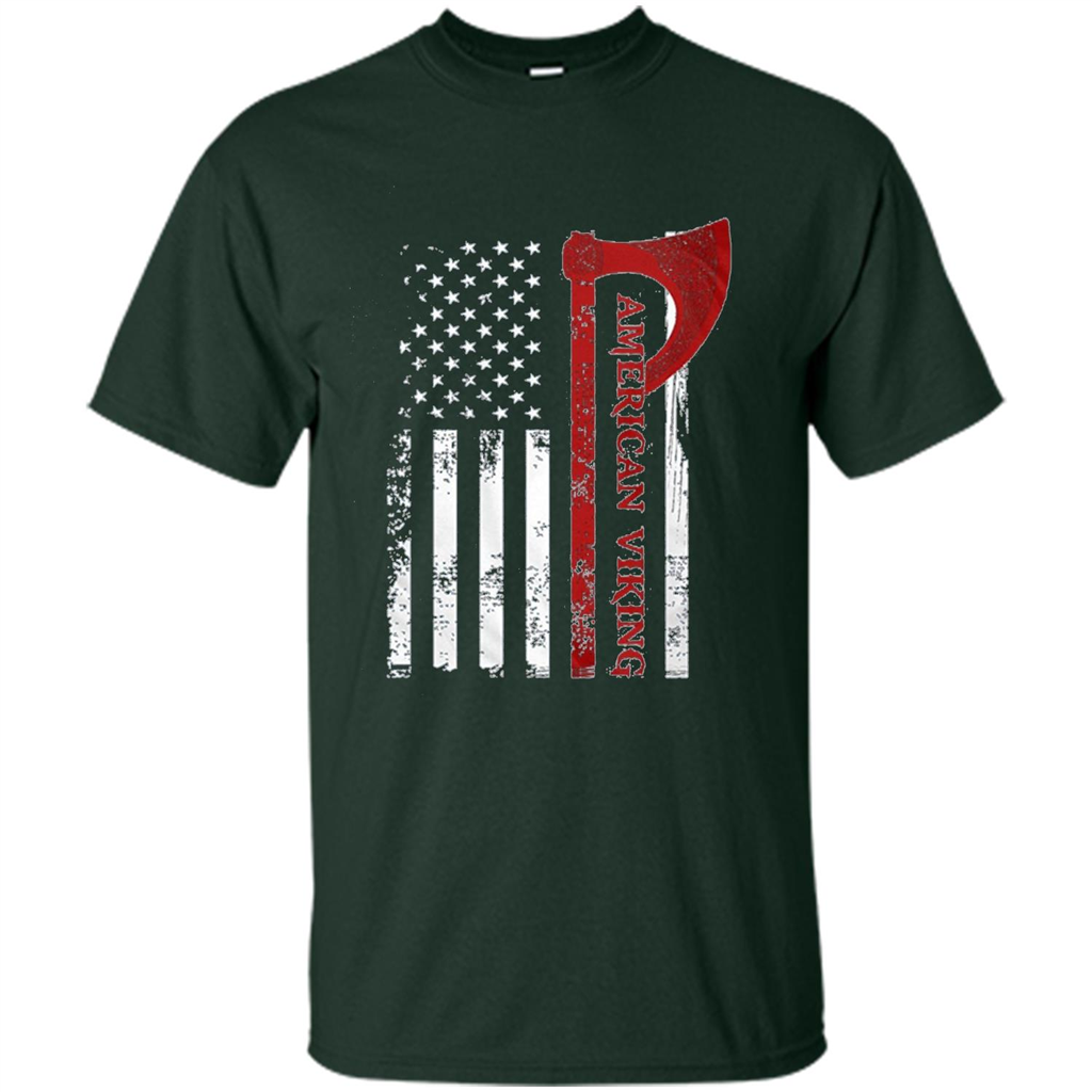 American Viking Flag Shirt Patriotic American T-shirt Forest Green