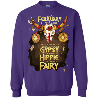 February Hippie Girl T-shirt Was Born With The Soul Of A Gypsy The Heart Of A Hippie The Spirit Of A Fairy Orange