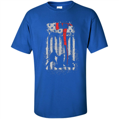 Firefighter With US Flag T-shirt Royal