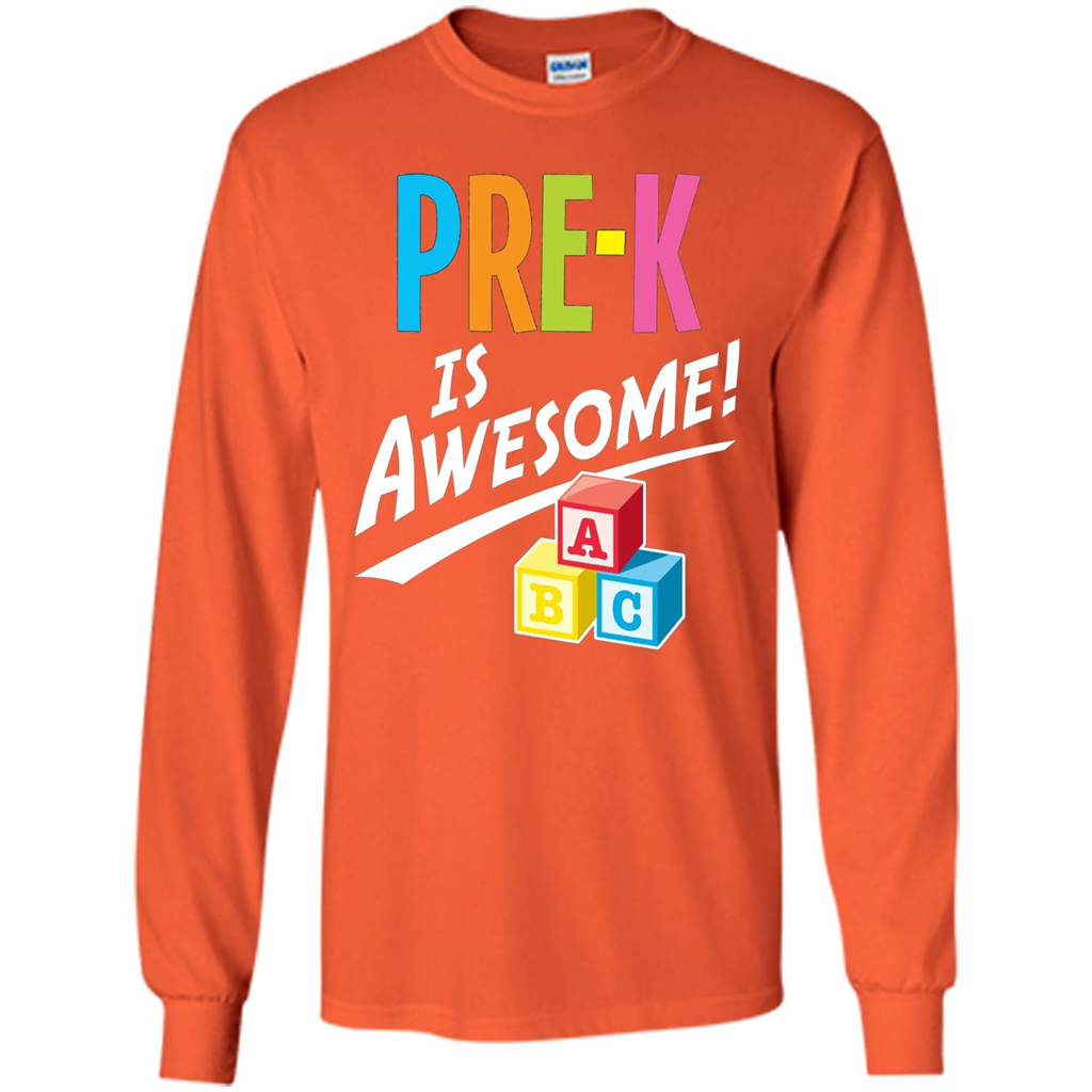 School Teacher T-shirt Pre-K Is Awesome ABC Blocks T-shirt Orange