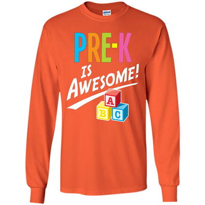 School Teacher T-shirt Pre-K Is Awesome ABC Blocks T-shirt Orange