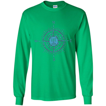 Life is Good T-shirt Compass Rose Nautical Sailing T-shirt Irish Green