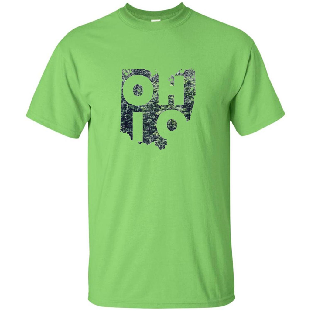 State Of Ohio T-Shirt Distressed with Trees Lime