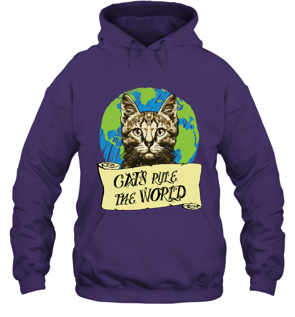 Cats Rule The World Kitten Shirt Hoodie Hoodie Purple
