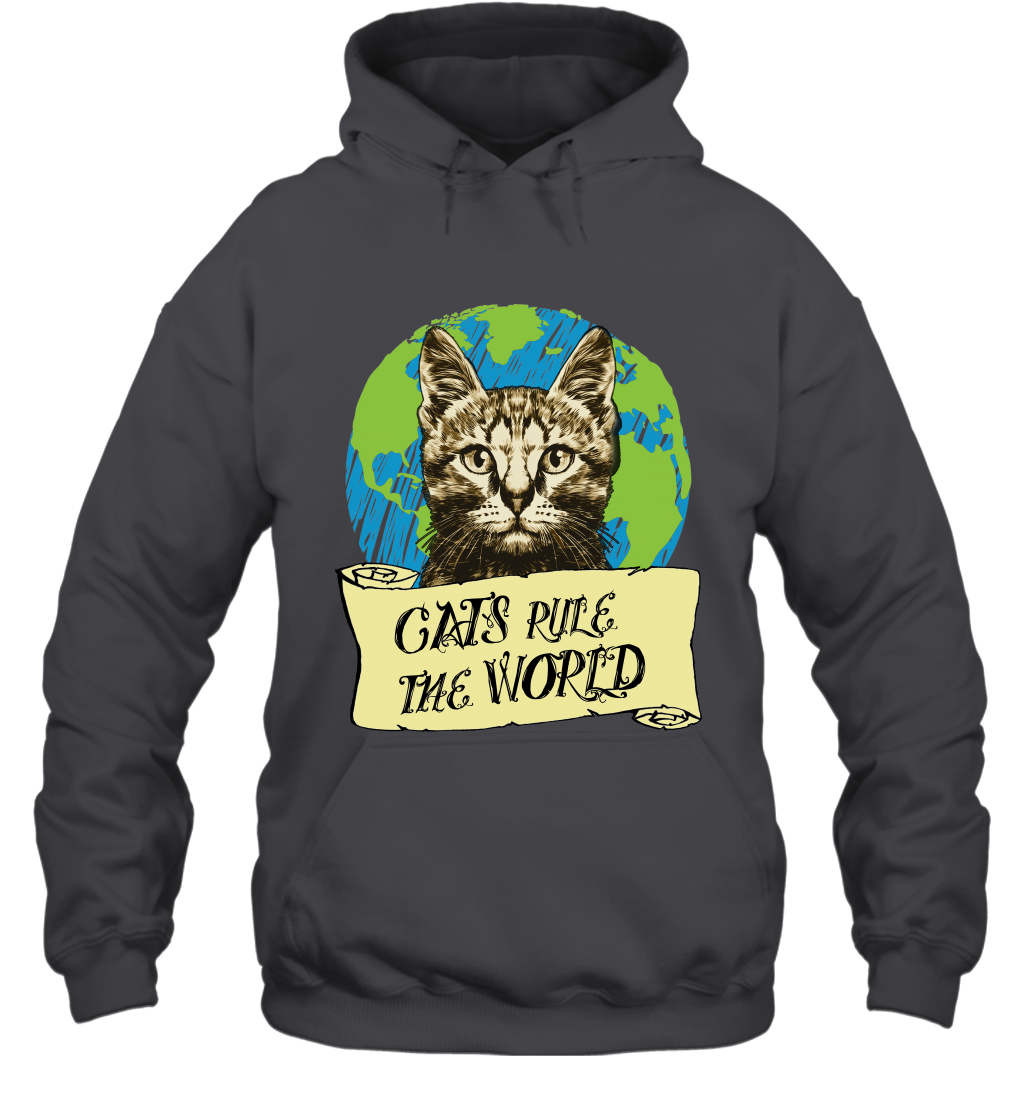 Cats Rule The World Kitten Shirt Hoodie Hoodie Dark Heather