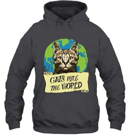 Cats Rule The World Kitten Shirt Hoodie Hoodie Dark Heather