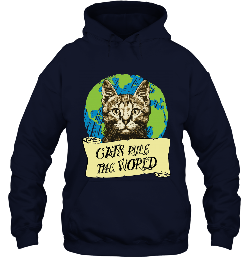 Cats Rule The World Kitten Shirt Hoodie Hoodie Navy