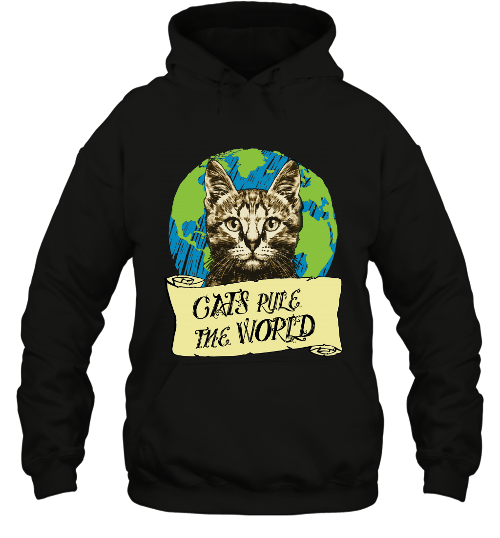 Cats Rule The World Kitten Shirt Hoodie Hoodie Black