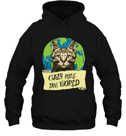 Cats Rule The World Kitten Shirt Hoodie Hoodie Black