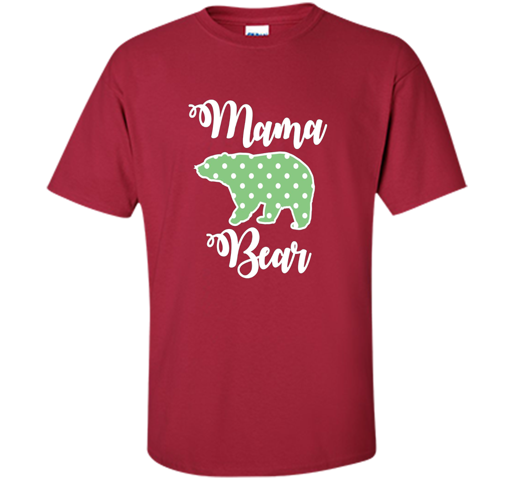 Women's Mama Bear T-Shirt | Mama Bear Polka Dot Shirt shirt Cardinal