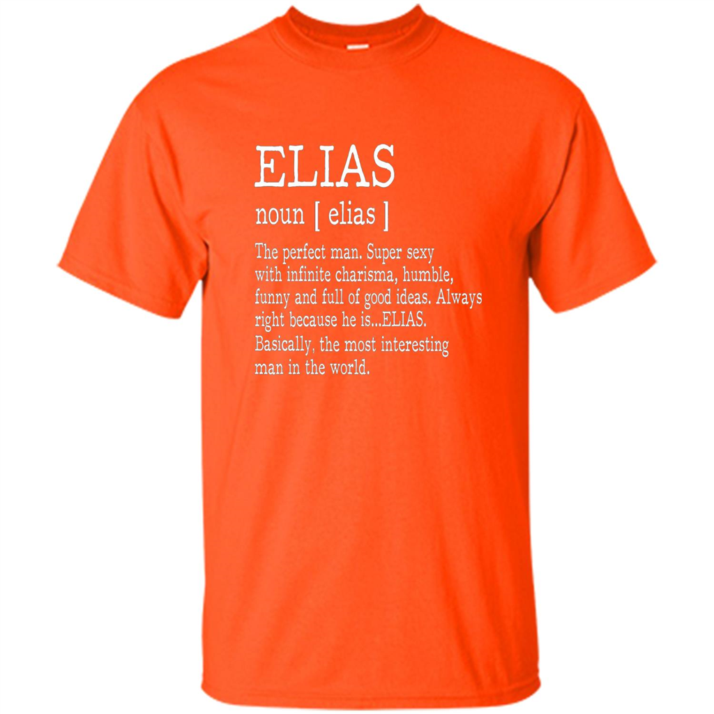Funny Name Definition T-shirt First Name Elias Orange