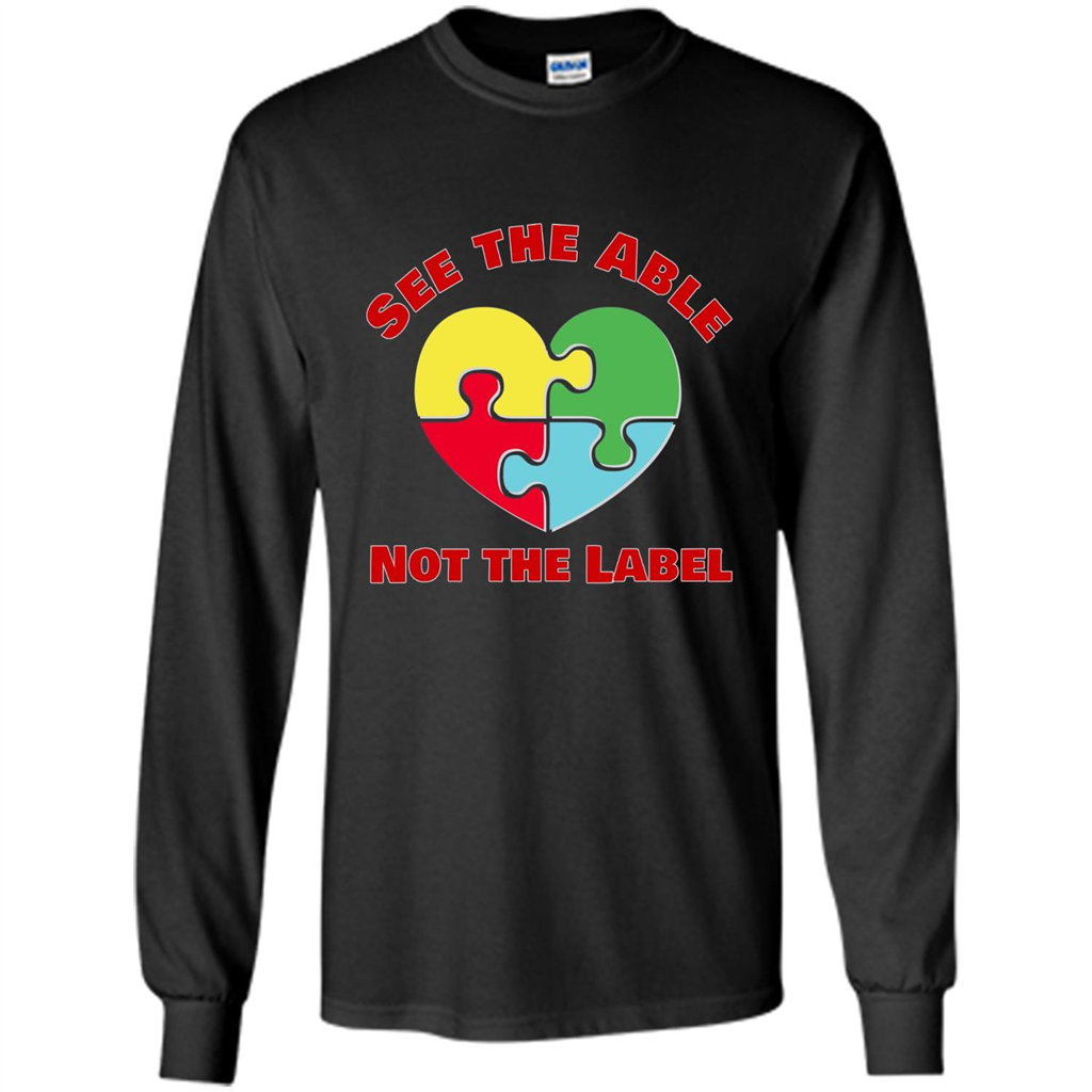 Autism Awareness T-shirt See the Able Not the Label Black