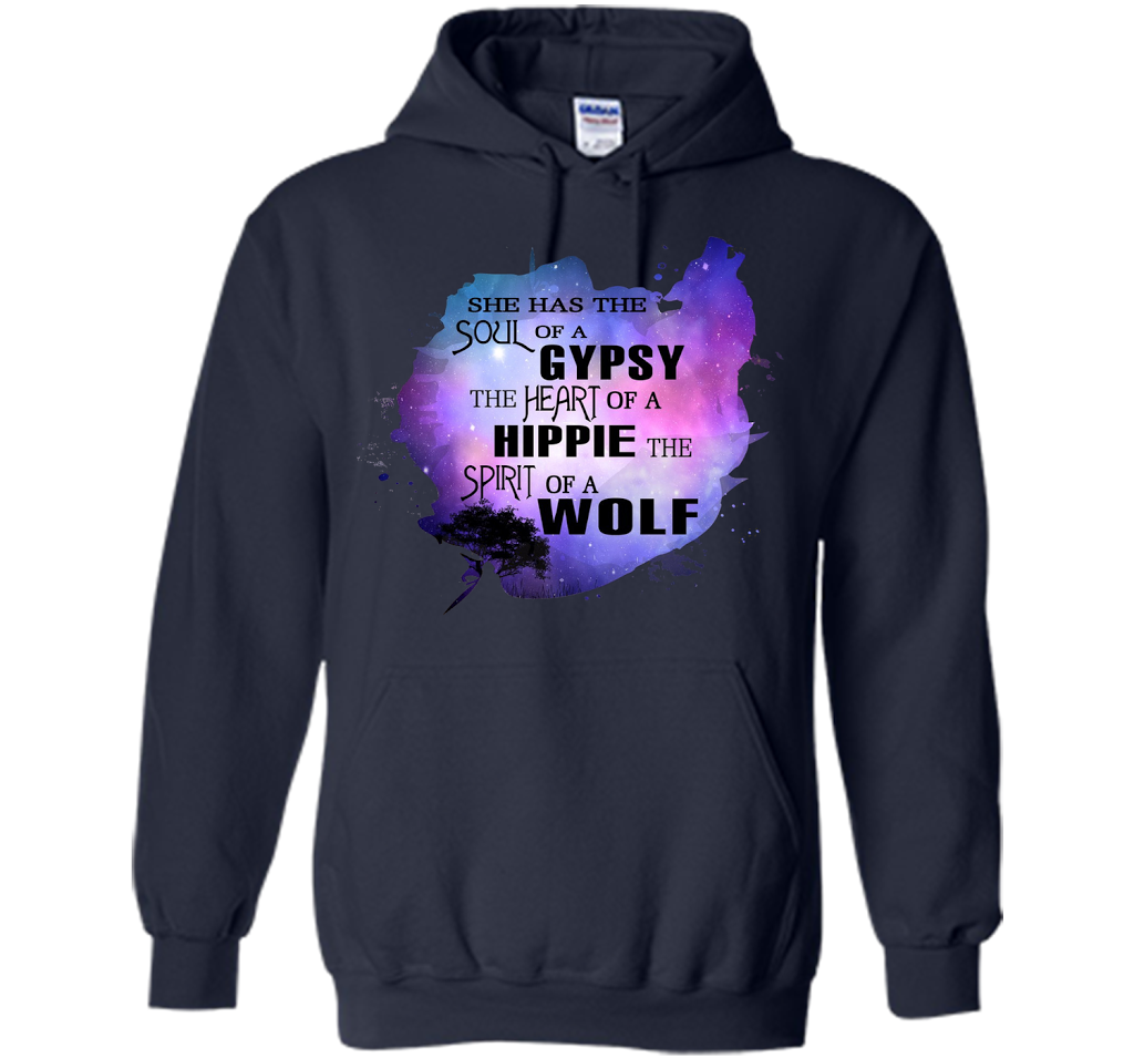 The Soul of a Gypsy Heart of a Hippie Spirit of a Wolf Shirt t-shirt Navy