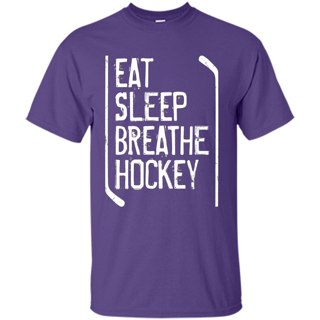 Funny Hockey T-shirt Eat Sleep Breathe Hockey T-Shirt Purple