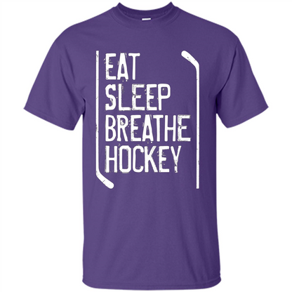 Funny Hockey T-shirt Eat Sleep Breathe Hockey T-Shirt Purple