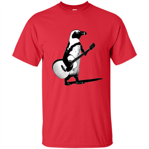 Funny Penguin T-shirt Penguin Plays Guitar