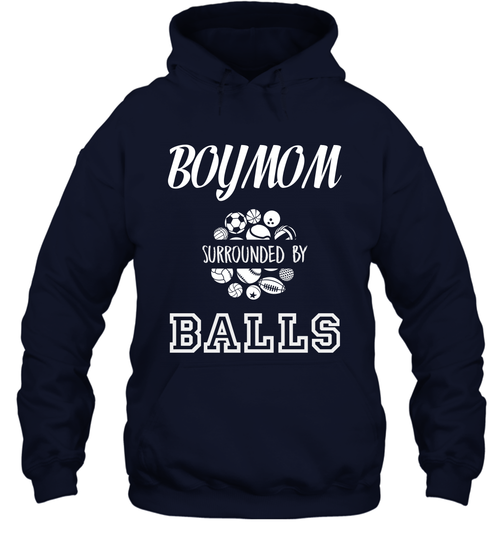 Boy Mom Surounded By Balls Shirt Hoodie Hoodie Navy