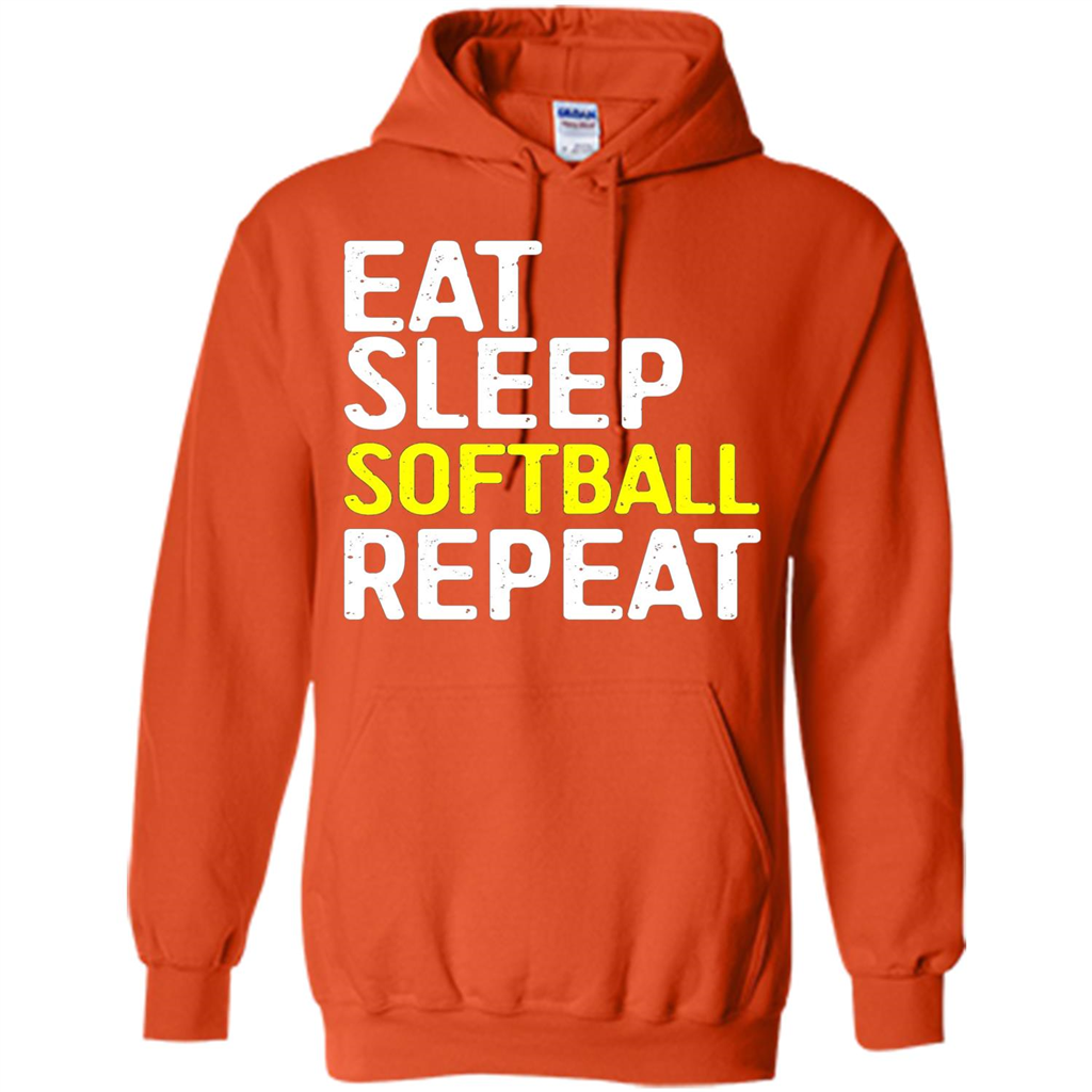 Softball T-shirt Eat Sleep Softball Repeat T-shirt Orange