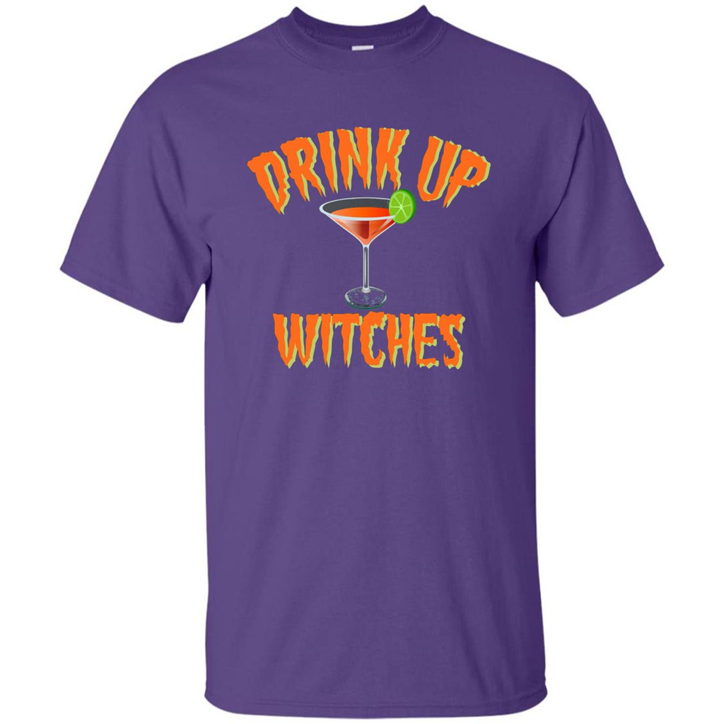 Halloween Drink Up Witches Martini Coctail T-Shirt Purple