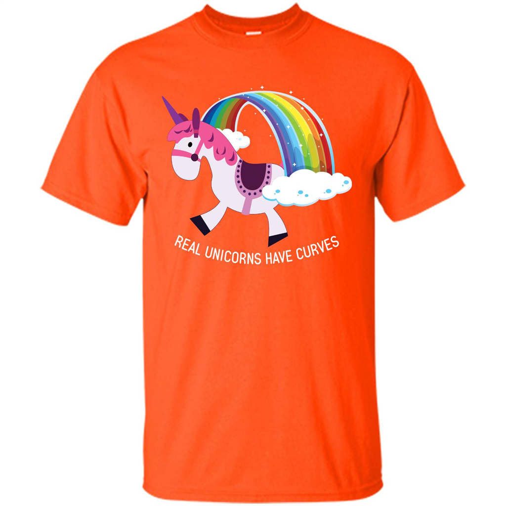 Unicorn T-shirt Real Unicorns Have Curves T-shirt Orange