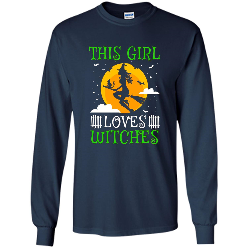 This Girl Loves Witches Witch Halloween T-Shirt Navy