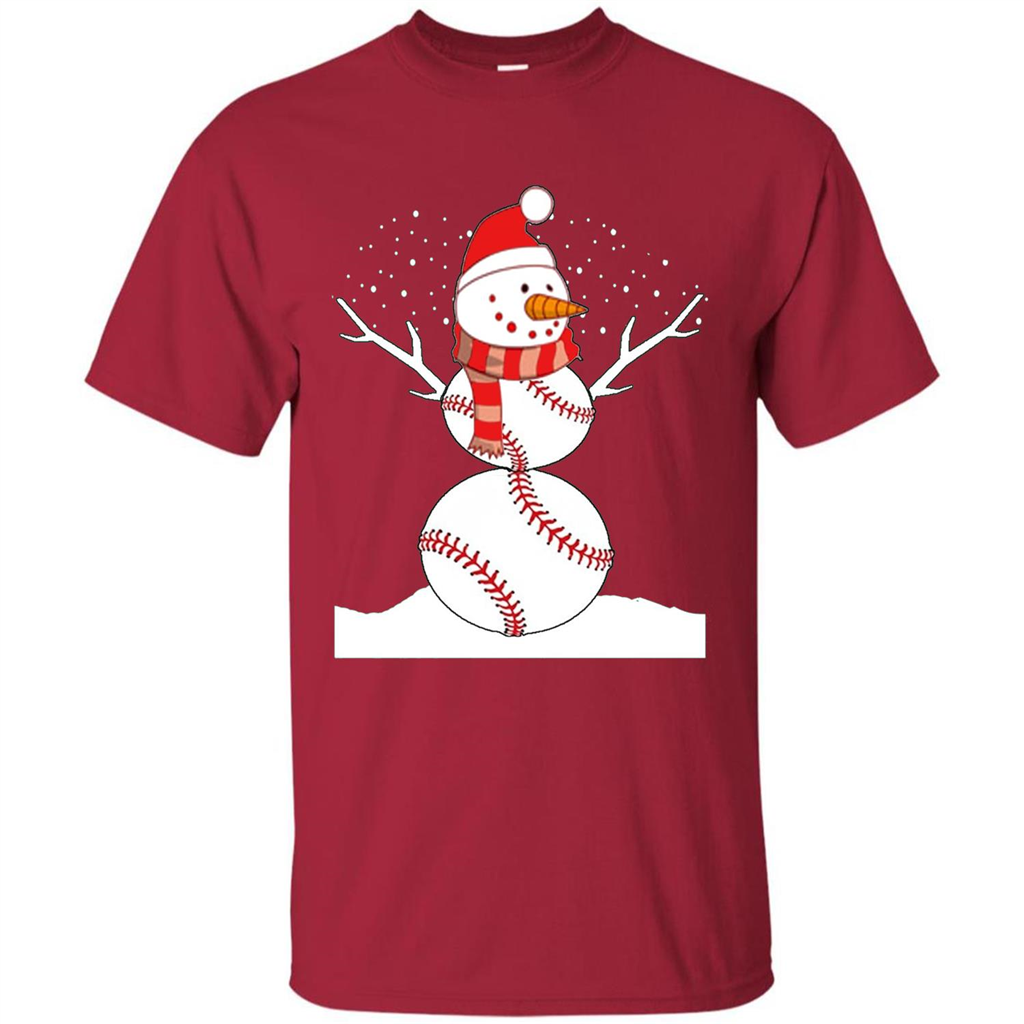 Cute Baseball Snowman Christmas T-Shirt Cardinal