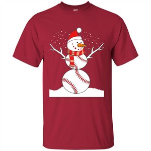 Cute Baseball Snowman Christmas T-Shirt