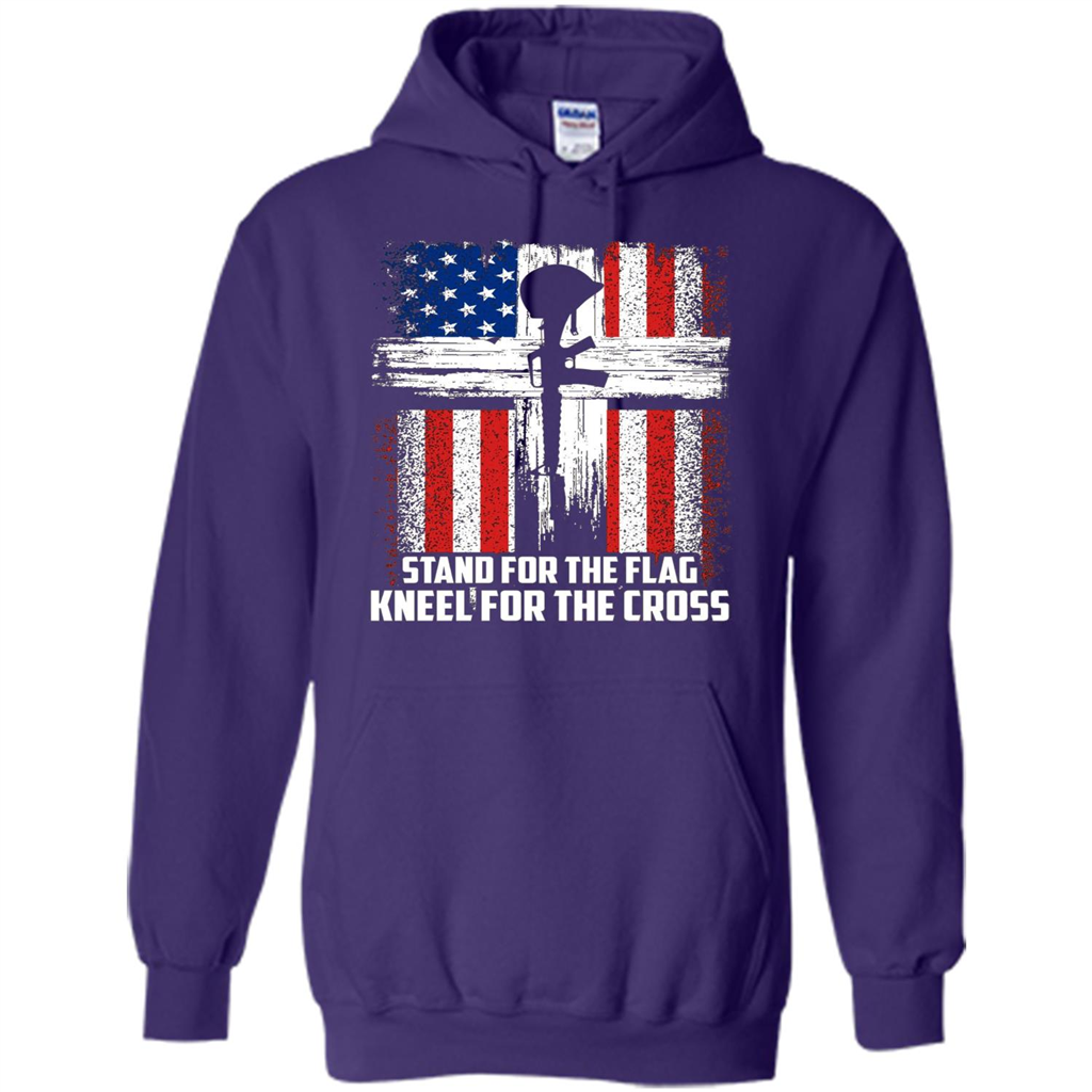 Military T-shirt Stand For The Flag Kneel For The Cross T-Shirt Purple