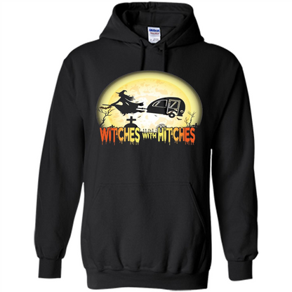 Witches With Hitches Camping Funny T-shirt Halloween T-shirt Black