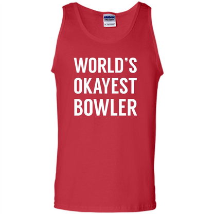 World's Okayest Bowler T-shirt Funny Bowling T-Shirt Red