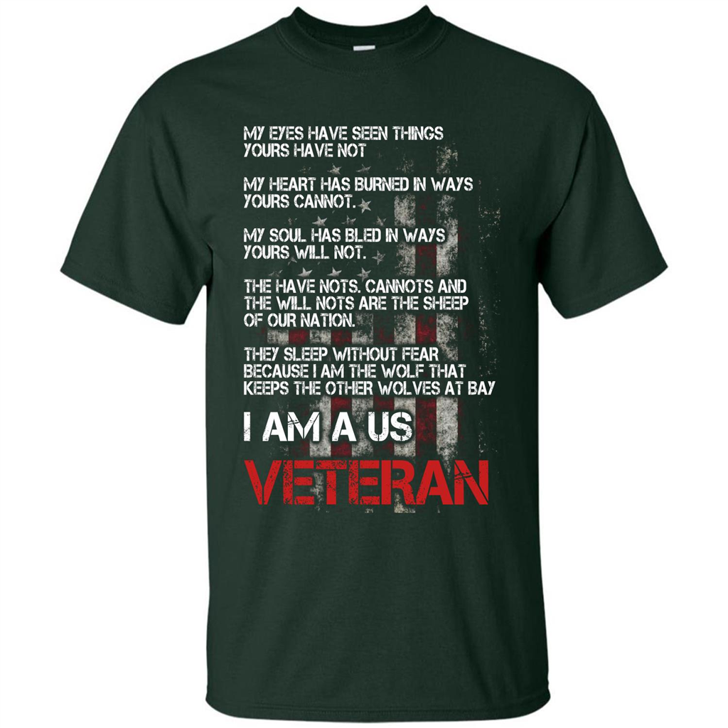Military T-shirt I Am A Us Veteran T-shirt Forest Green