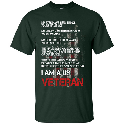 Military T-shirt I Am A Us Veteran T-shirt Forest Green