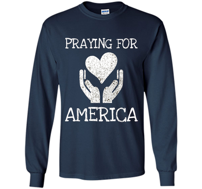Praying for America Hands of Hope with Heart T-Shirt cool shirt Navy