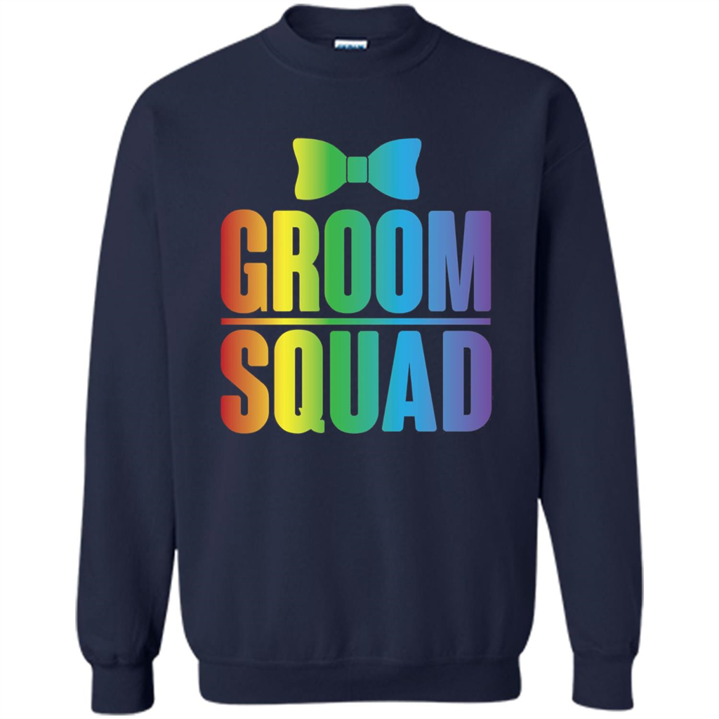 Groom Squad Bachelor Party Rainbow Bowtie T-Shirt Navy