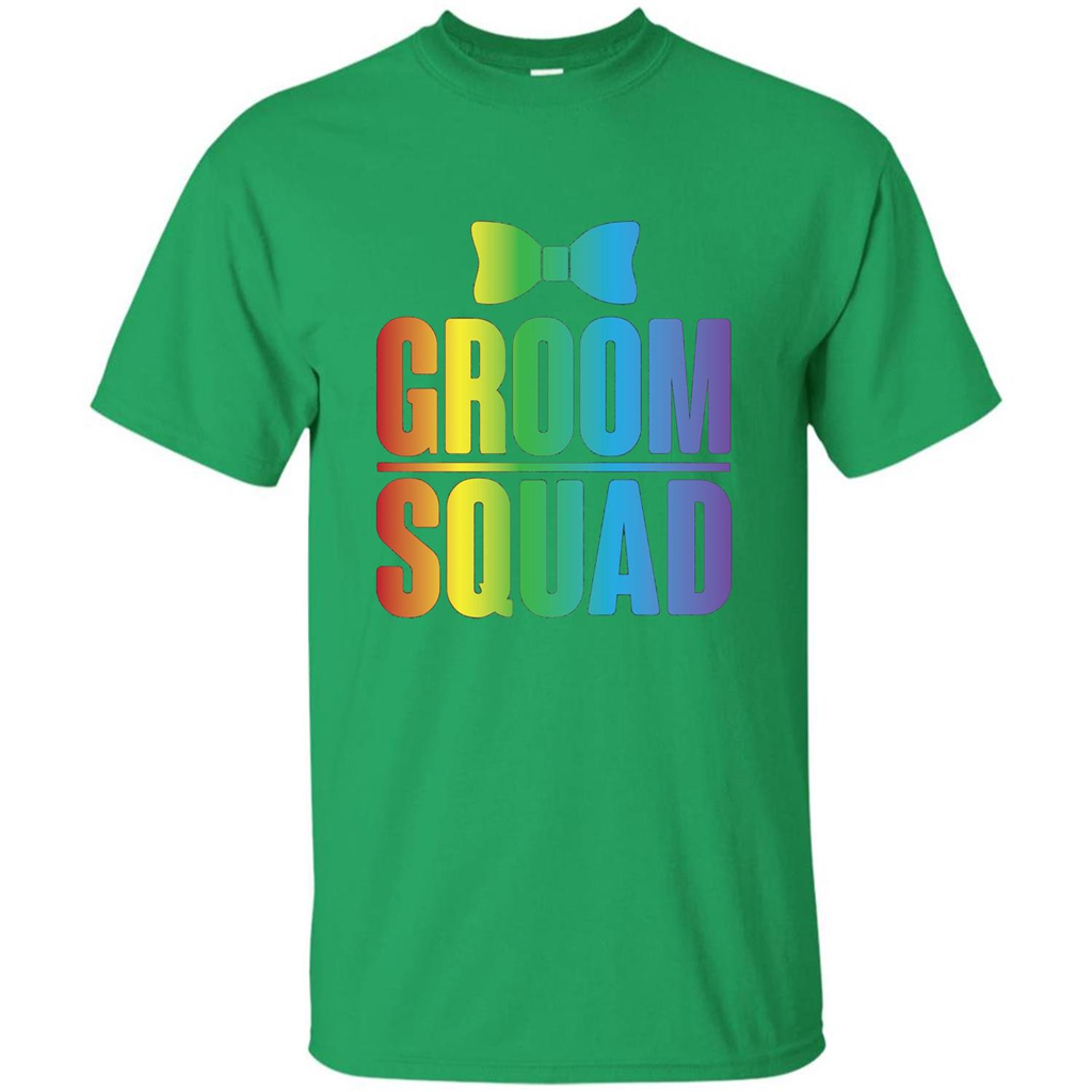 Groom Squad Bachelor Party Rainbow Bowtie T-Shirt Irish Green