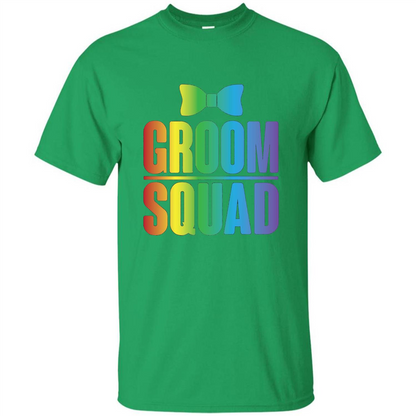 Groom Squad Bachelor Party Rainbow Bowtie T-Shirt Irish Green