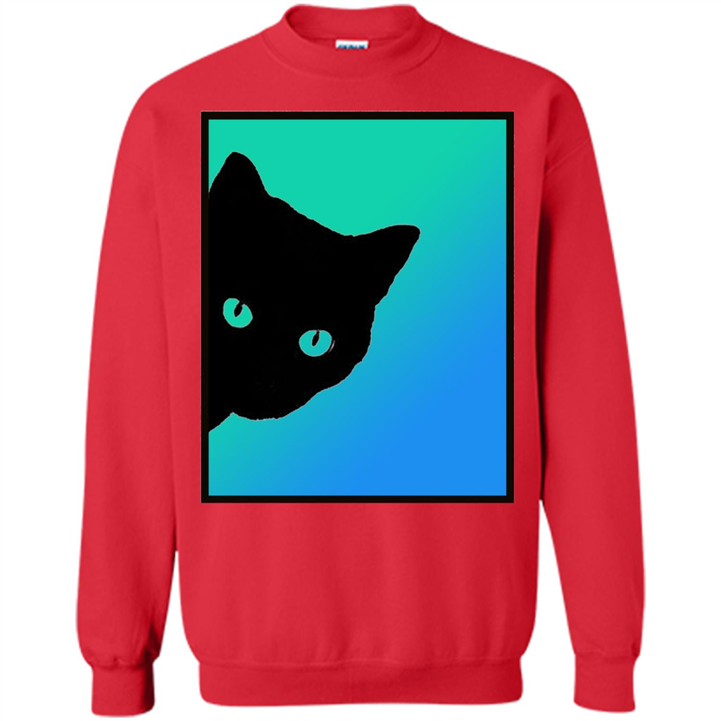 Cat Lover T-shirt Black Cat Blue Green T-shirt Red