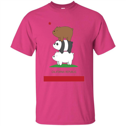 CN We Bare Bears California Flag Stack T-shirt Heliconia