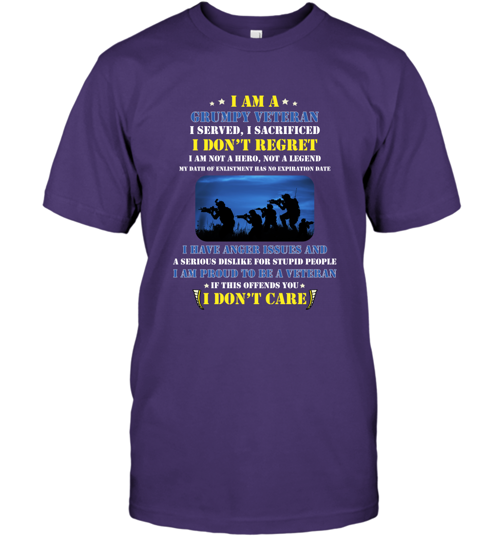 I Am A Grumpy Veteran I Served I Sacrificed I Dont Regret Shirt T-Shirt Purple