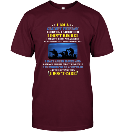 I Am A Grumpy Veteran I Served I Sacrificed I Dont Regret Shirt T-Shirt Maroon
