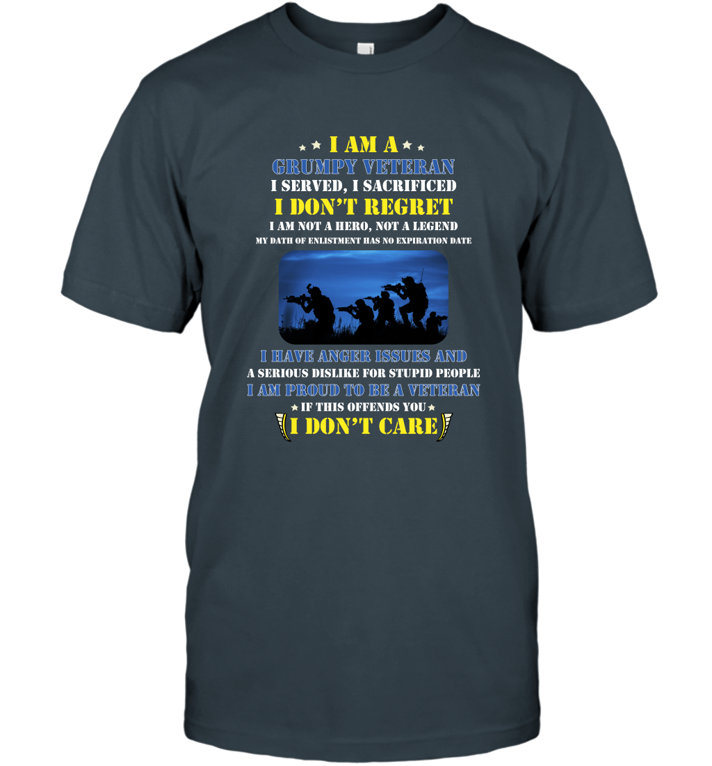 I Am A Grumpy Veteran I Served I Sacrificed I Dont Regret Shirt T-Shirt Charcoal