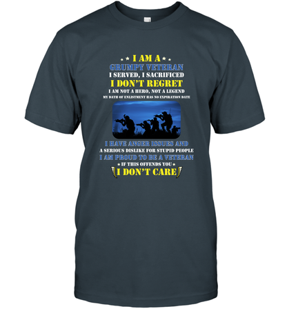 I Am A Grumpy Veteran I Served I Sacrificed I Dont Regret Shirt T-Shirt Charcoal