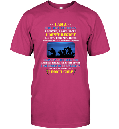 I Am A Grumpy Veteran I Served I Sacrificed I Dont Regret Shirt T-Shirt Heliconia