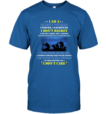 I Am A Grumpy Veteran I Served I Sacrificed I Dont Regret Shirt T-Shirt Royal