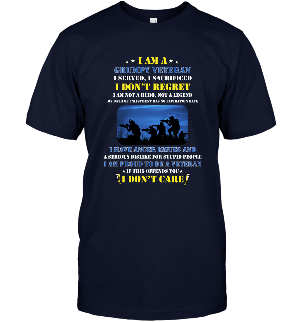 I Am A Grumpy Veteran I Served I Sacrificed I Dont Regret Shirt T-Shirt Navy