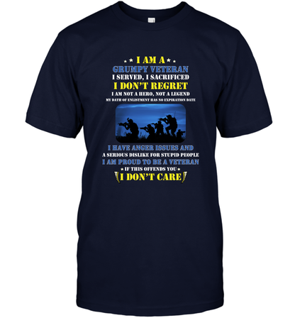 I Am A Grumpy Veteran I Served I Sacrificed I Dont Regret Shirt T-Shirt Navy