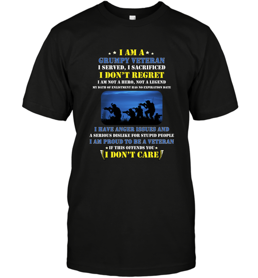 I Am A Grumpy Veteran I Served I Sacrificed I Dont Regret Shirt T-Shirt Black