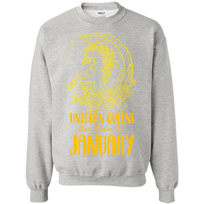 January Unicorn T-shirt Unicorn Queens Are Born In January Ash