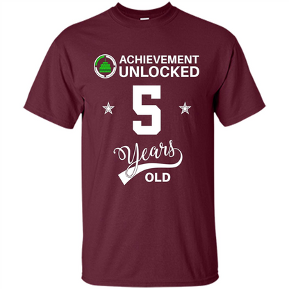 Happy 5th birthday T-shirt Achievement Unlocked 5 Years Old Maroon